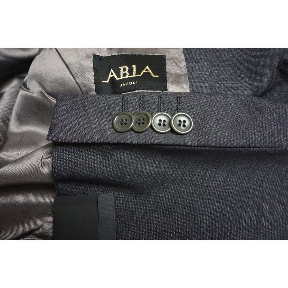 Abla Napoli x Attolini S180s Wool Gray 2 Pc Suit Jacket Pants Sz 44 BRAND NEW